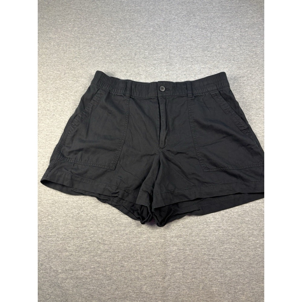 GAP Women's Size Large V-Easy Utility Shorts Black Elastic Waist Pockets
